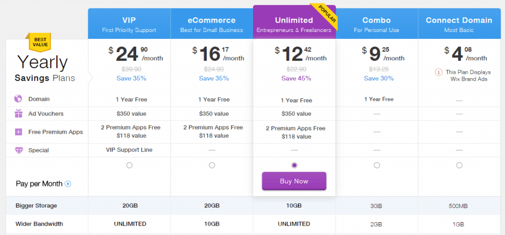 wix-pricing-plans