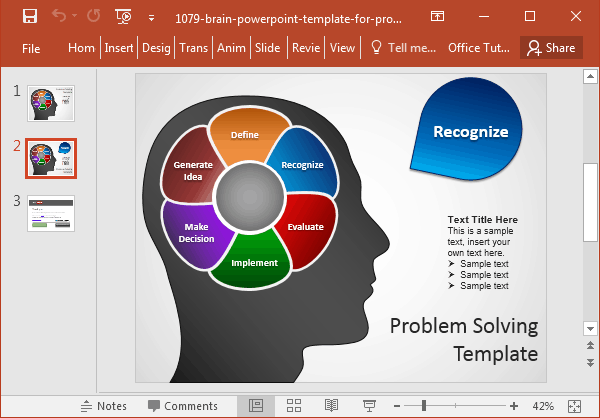 Brain PowerPoint Template for Problem Solving Presentations